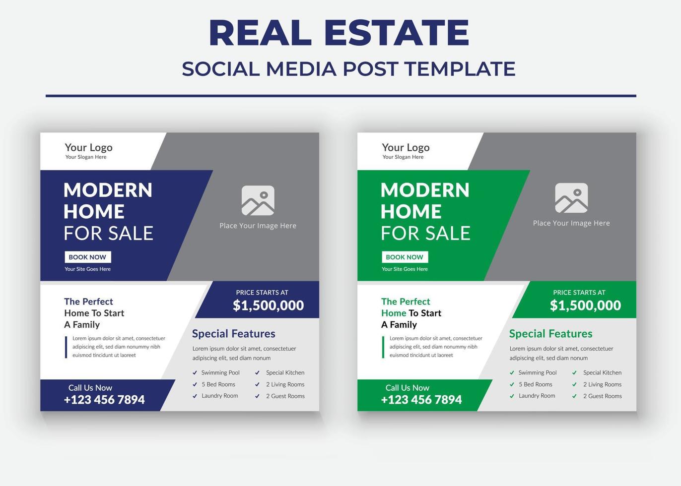 poster di casa moderna in vendita, modello di social media immobiliare vettore
