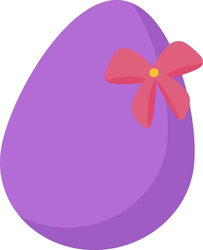 uovo di Pasqua viola con un fiocco. vettore