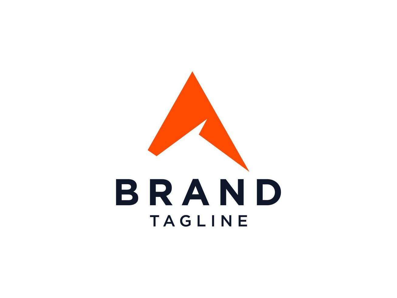 lettera iniziale astratta un logo. forma triangolare geometrica arancione isolata su sfondo bianco. elemento del modello di progettazione logo vettoriale piatto.