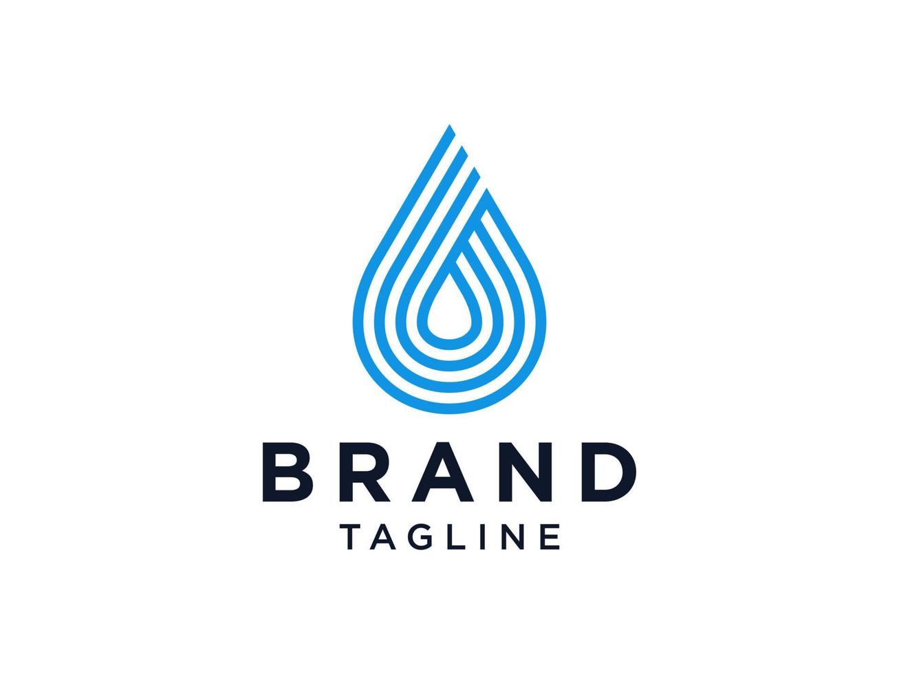 logo astratto dell'acqua. icona di goccia d'acqua in stile lineare blu isolato su priorità bassa bianca. utilizzabile per loghi aziendali, scientifici, sanitari, medici e naturali. elemento del modello di progettazione dell'icona di vettore piatto