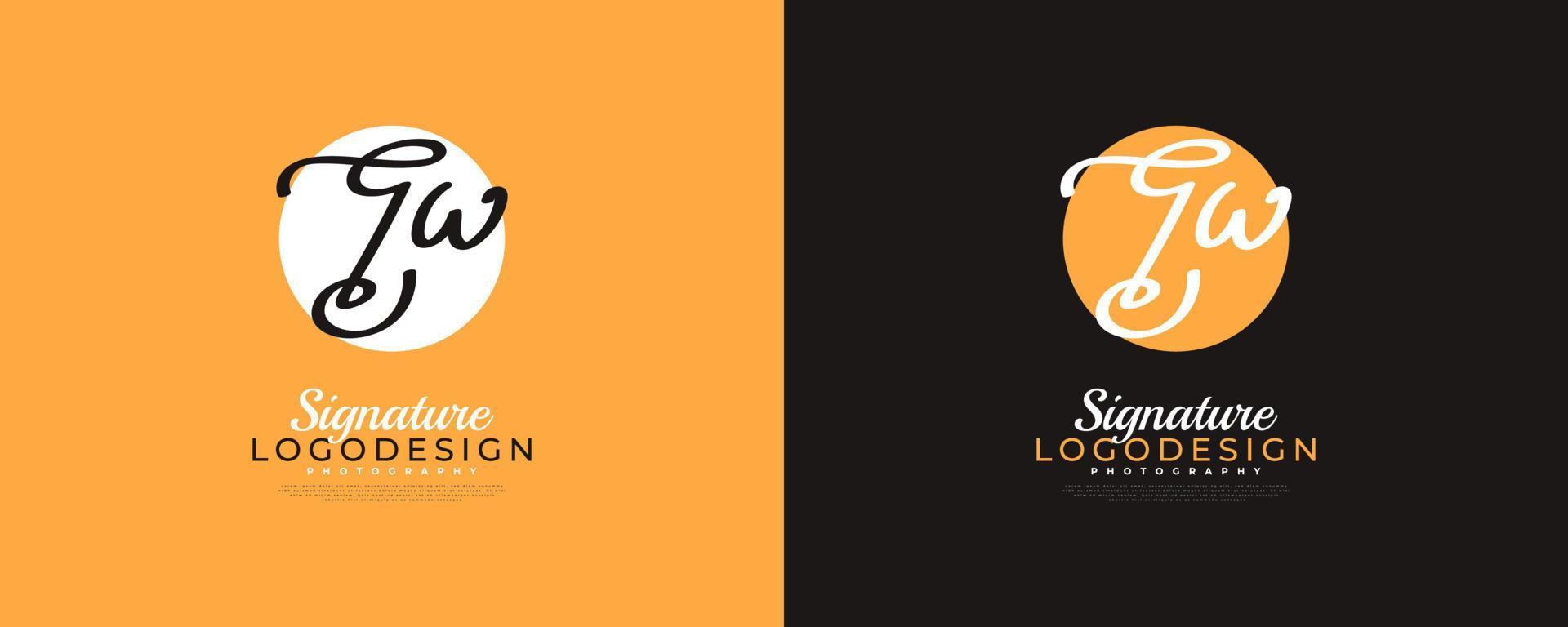 design del logo iniziale g e w in uno stile di scrittura elegante e minimalista. logo o simbolo della firma gw per matrimonio, moda, gioielli, boutique e identità aziendale vettore