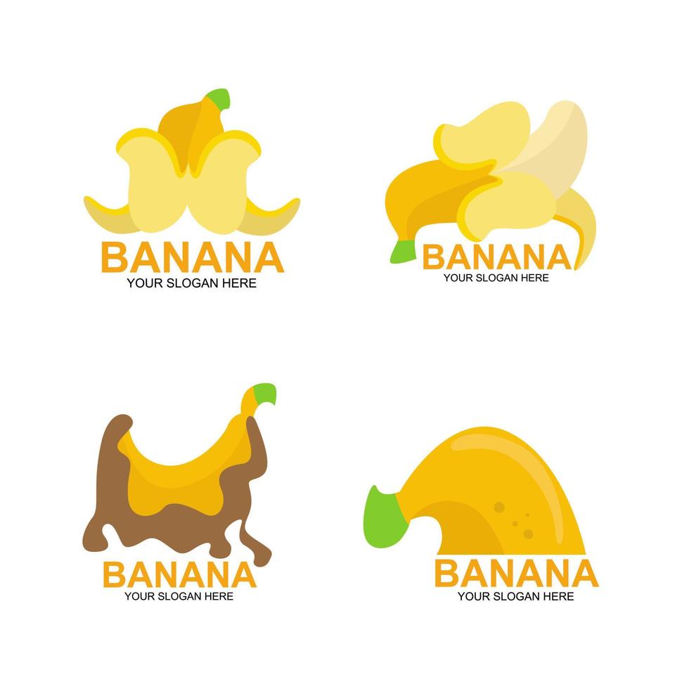 logo di frutta banana impostato con stile bidimensionale vettore