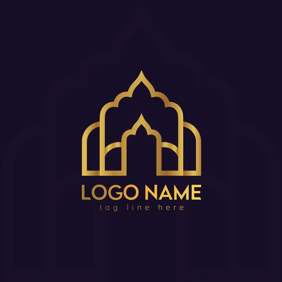 design del logo di lusso della moschea con vettore premium, sullo sfondo diverso