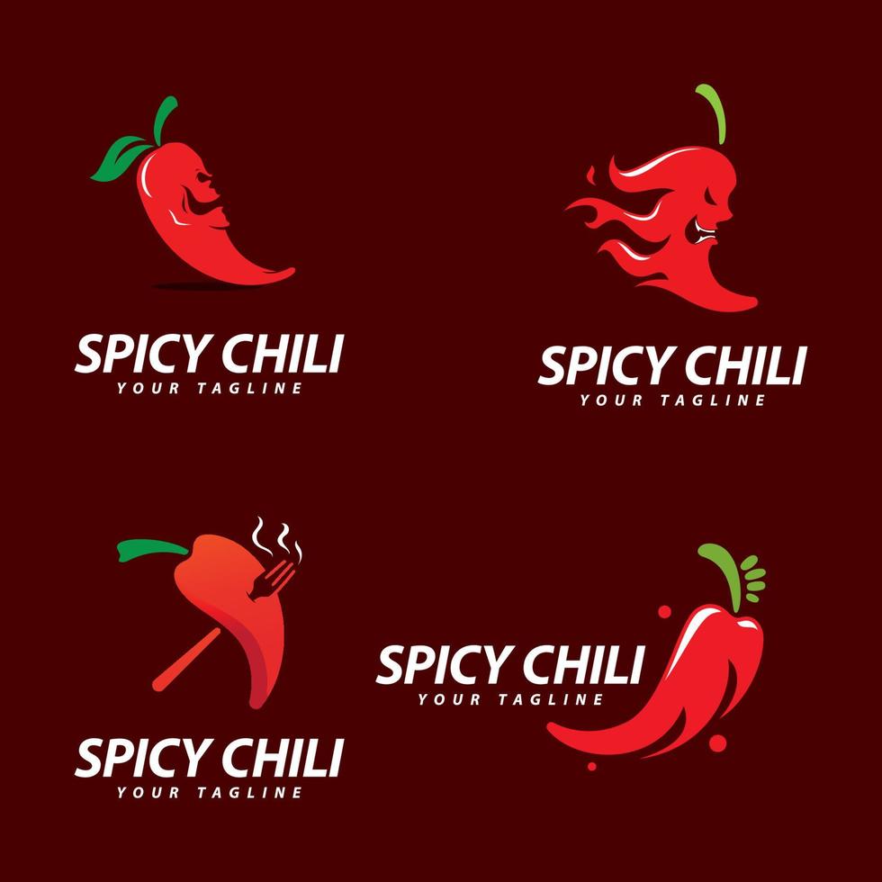 chili logo vector modello di simbolo di cibo piccante