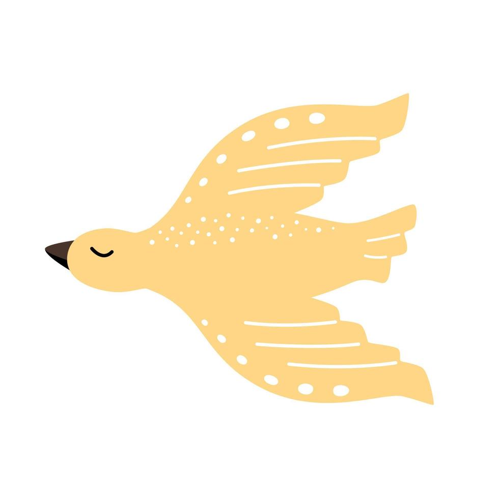 uccello giallo in volo piatto. illustrazione vettoriale di una colomba dell'ucraina.