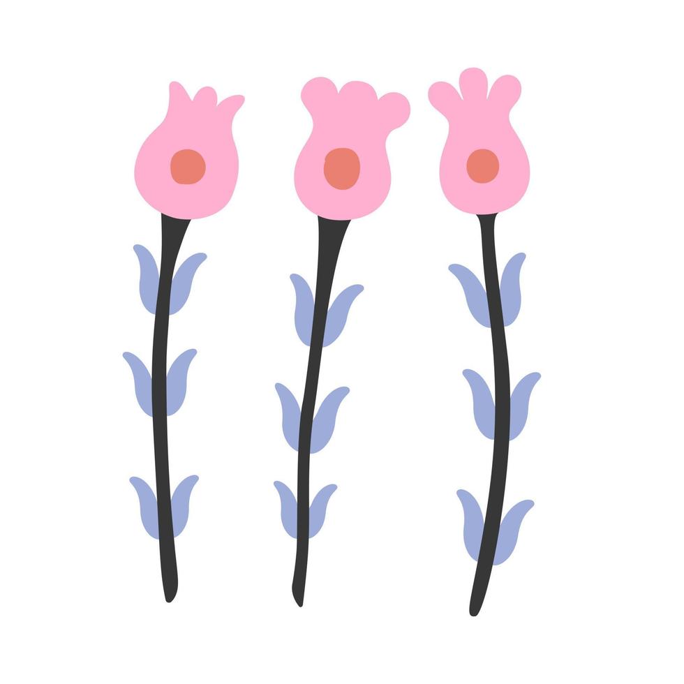 fiore piatto rosa isolato. illustrazione di clip art vettoriale