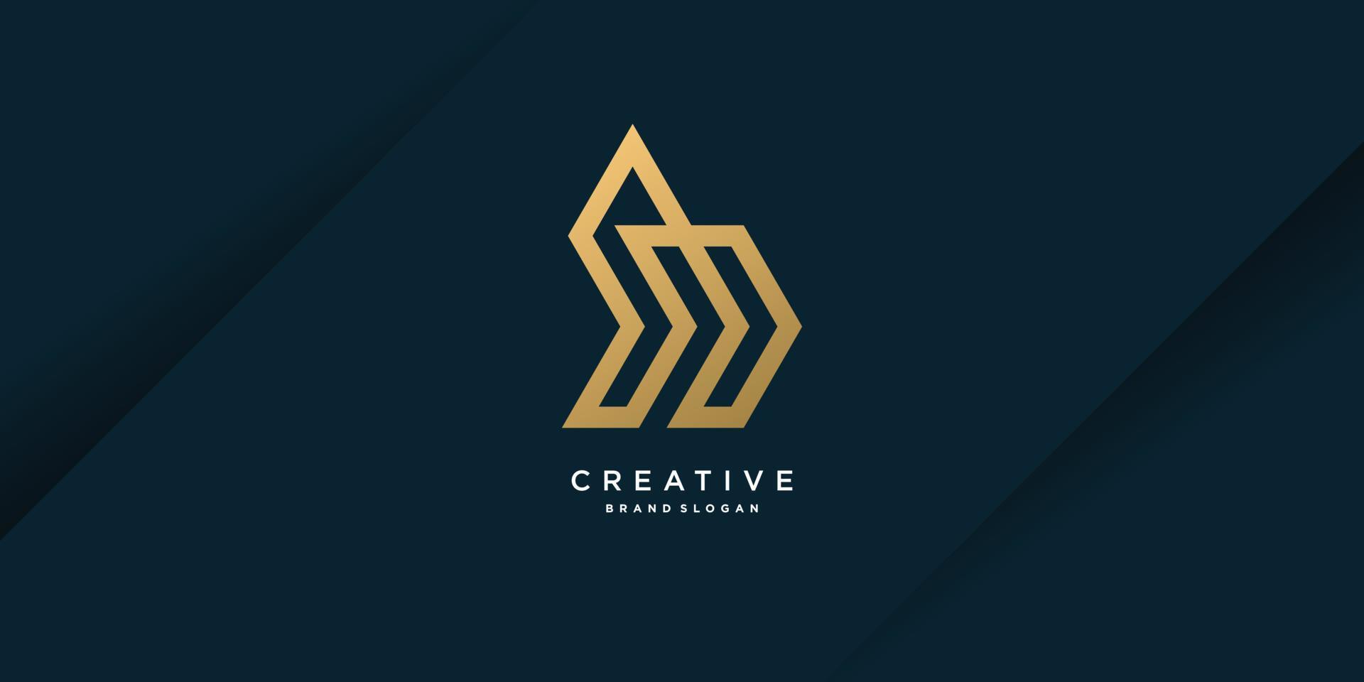 logo creativo dorato con iniziale b, unica, lettera b, vettore premium parte 5