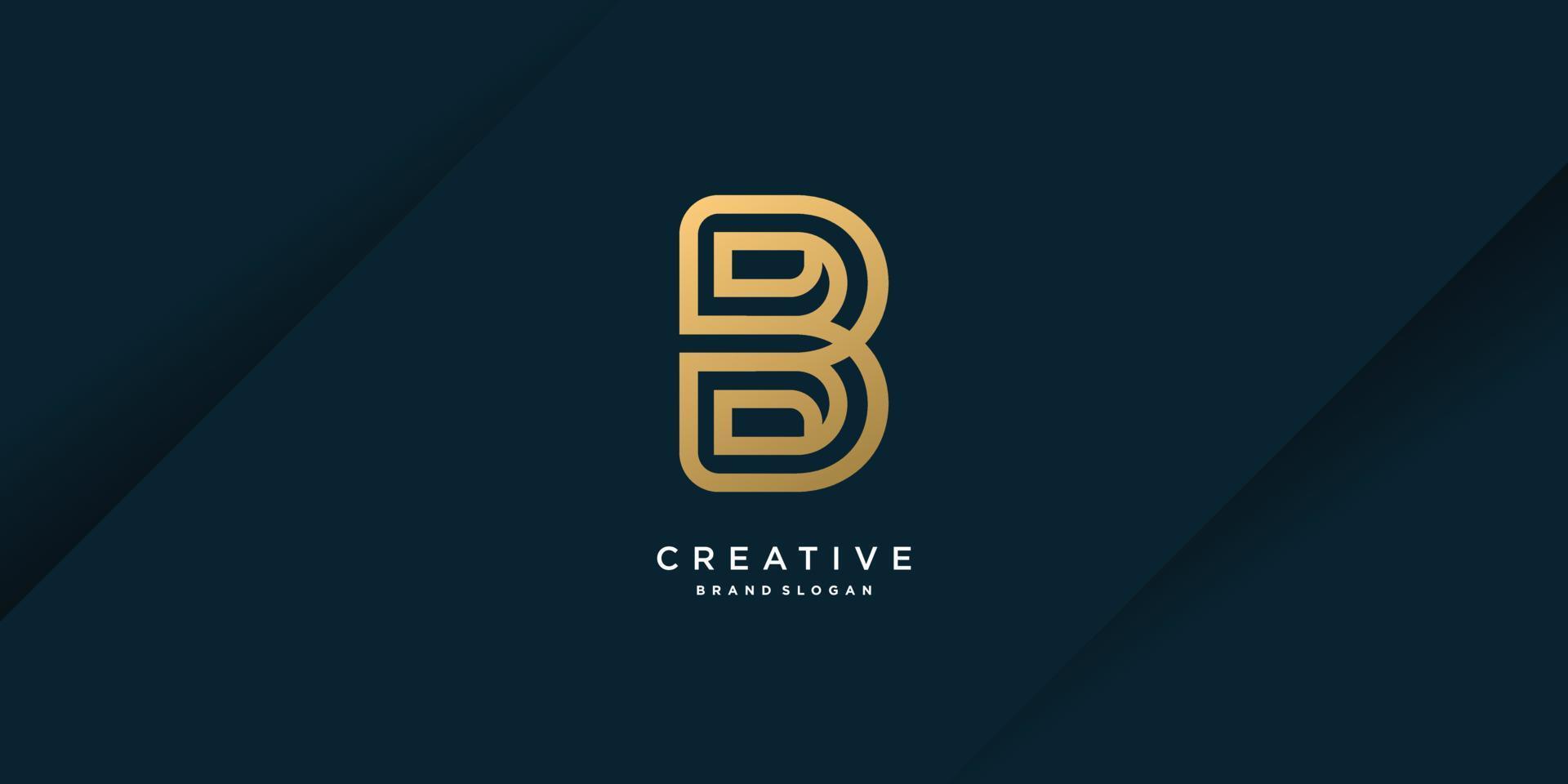 logo creativo dorato con iniziale b, unica, lettera b, vettore premium parte 9