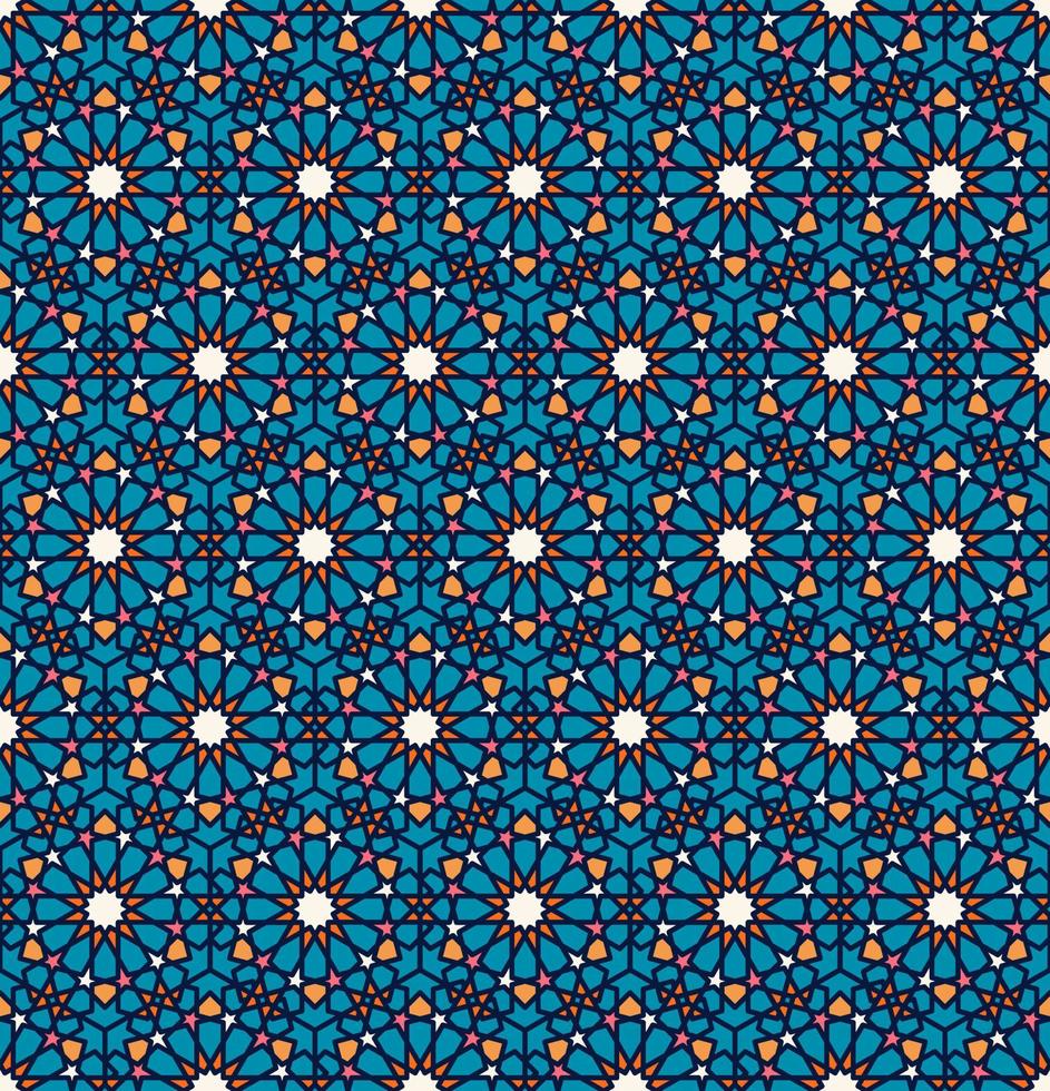 geometrica islamica o araba stella esagonale forma motivo senza cuciture blu colore vivido sfondo. utilizzare per tessuti, tessuti, elementi di decorazione d'interni. vettore