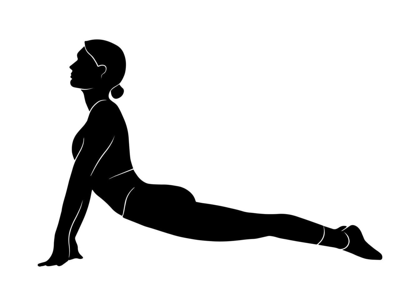 illustrazione vettoriale con donna che fa attività fisica. forma di ombra del corpo in forma ragazza isolata su sfondo bianco. logo di fitness, yoga e meditazione. stile di vita sano a casa e in studio di stampa.