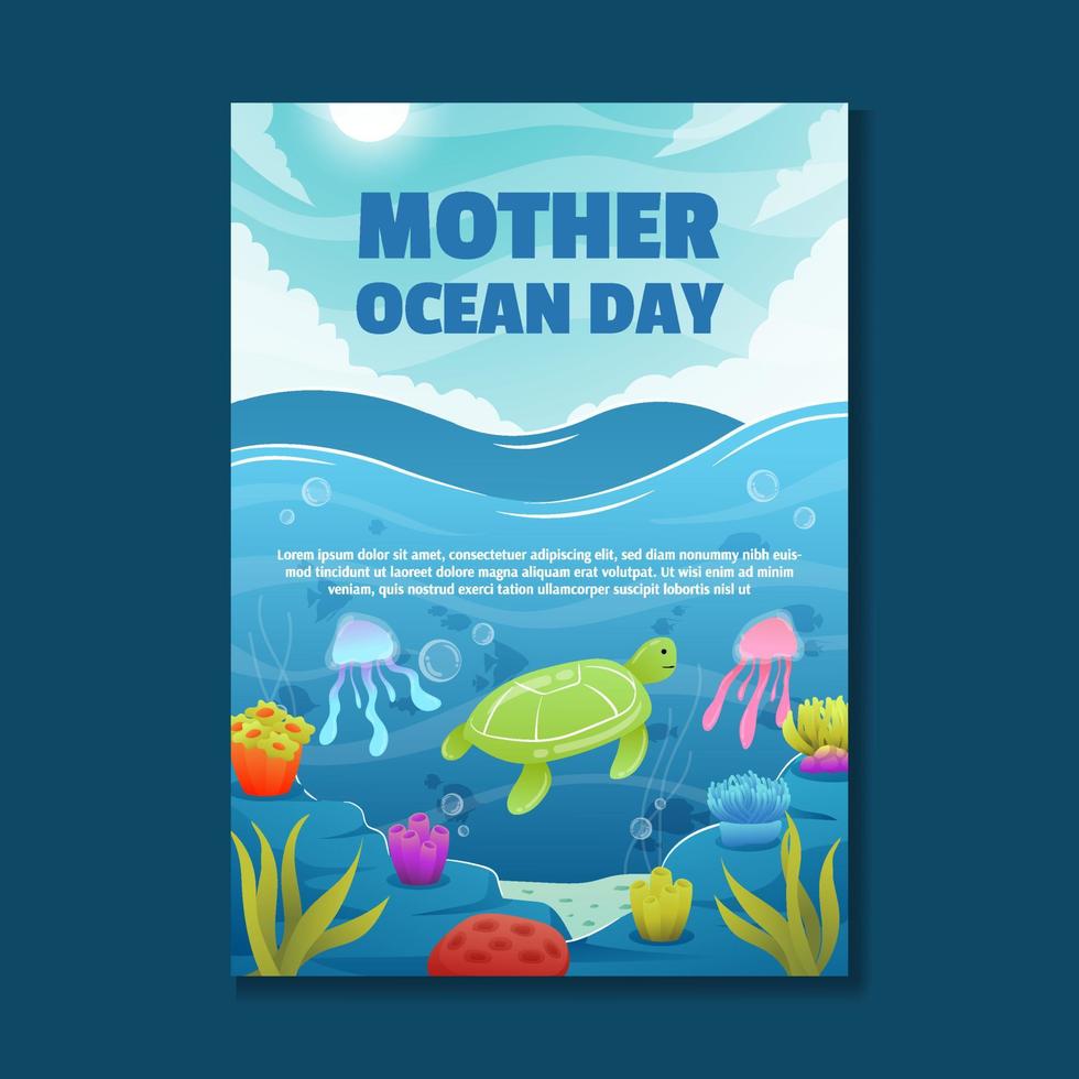 poster della festa della mamma oceano vettore