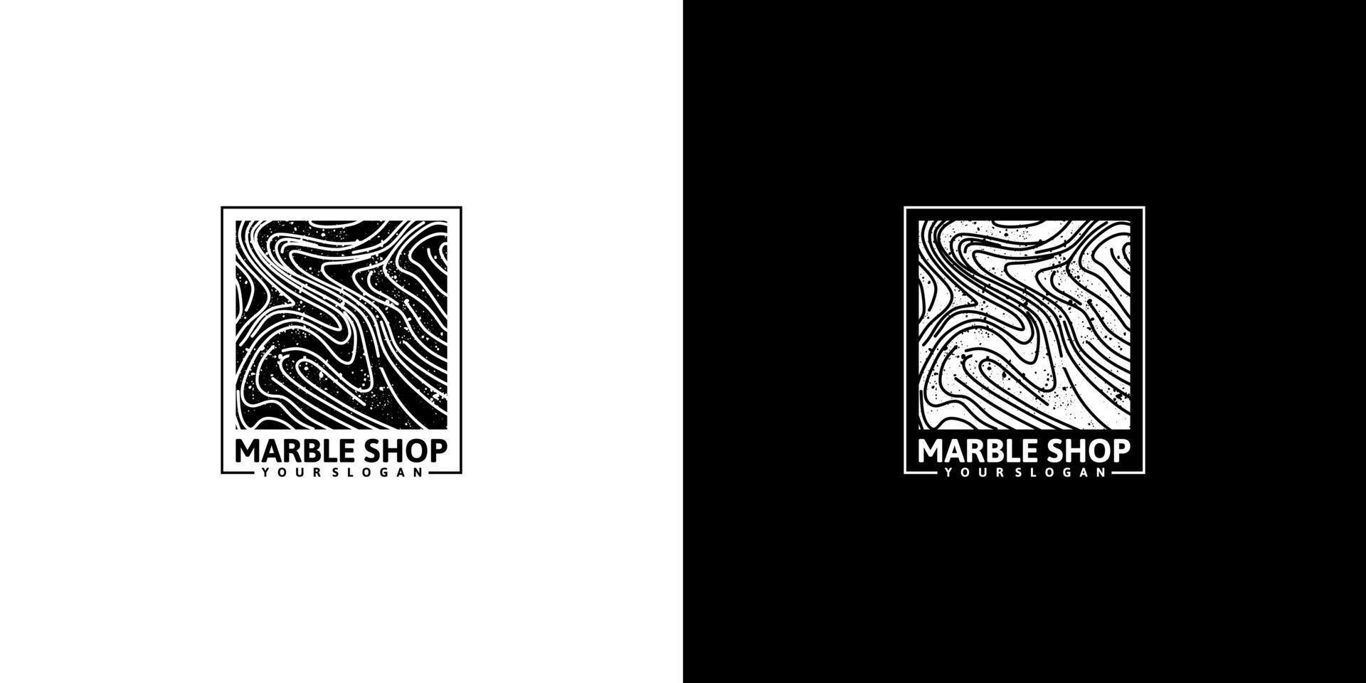negozio in marmo, ispirazione logo con line art per negozi e affari vettore