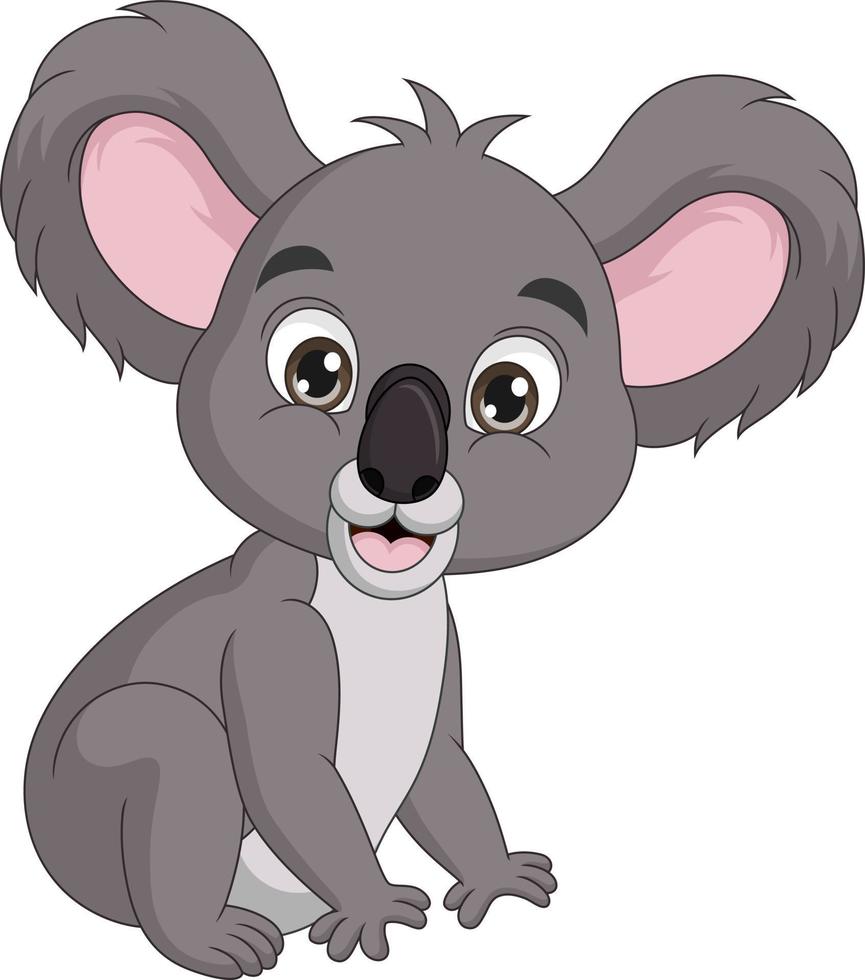 simpatico cartone animato koala bambino seduto vettore