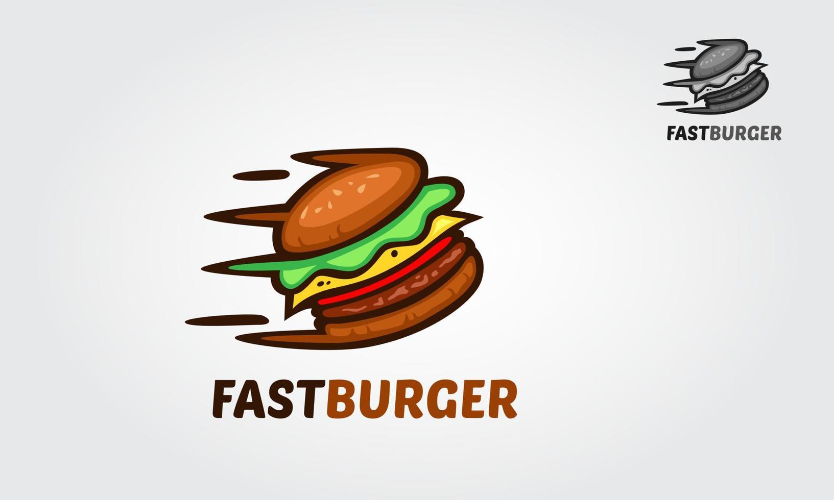 fumetto di logo di vettore di hamburger veloce. modello di logo di hamburger veloce creativo. illustrazione del logo vettoriale.