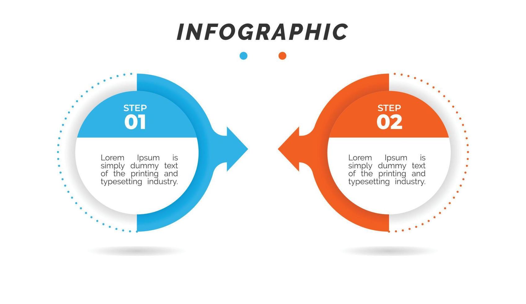 visualizzazione dei dati aziendali. diagramma di processo. elementi astratti del grafico, diagramma con passaggi, modello di infografica con 2 opzioni. illustrazione vettoriale