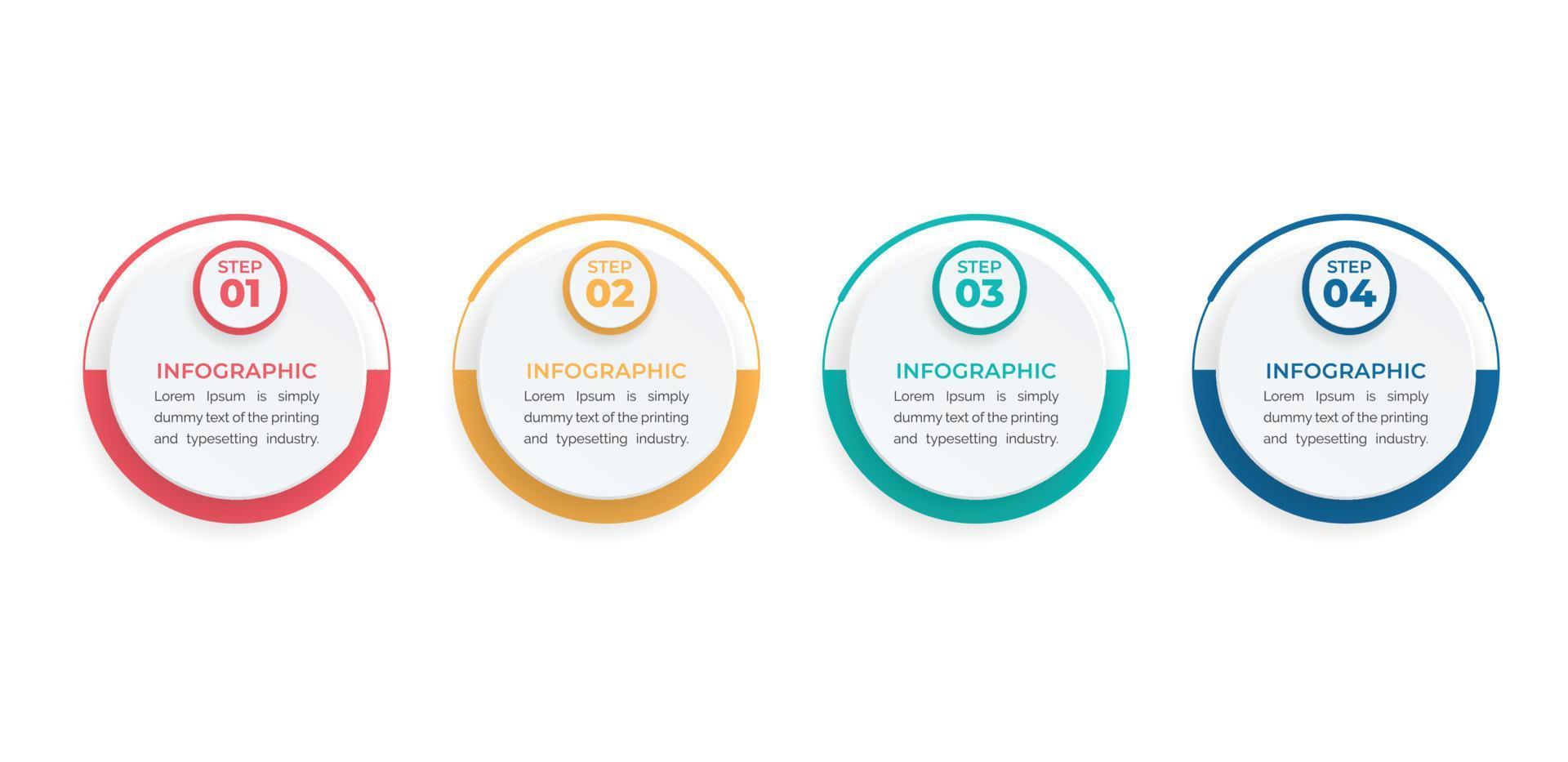 visualizzazione dei dati aziendali. diagramma di processo. elementi astratti di grafico, diagramma con 4 passaggi, opzioni, parti o processi. concetto creativo per infografica. vettore