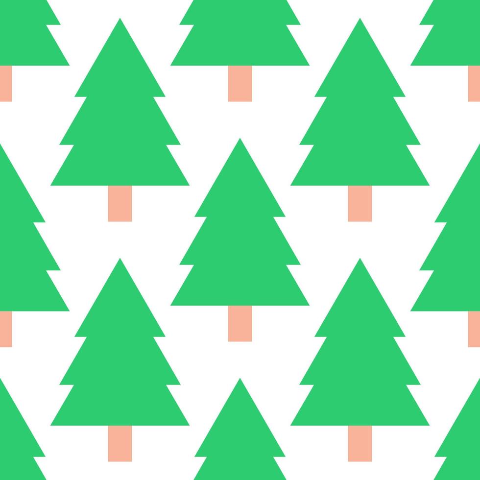 albero di abete simpatico cartone animato. modello senza cuciture della foresta di conifere. sfondo del bosco invernale. vettore