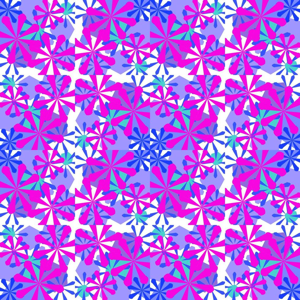 modello senza cuciture del fiore geometrico astratto di doodle colorato. sfondo floreale. mosaico, ornamento per piastrelle geo. vettore