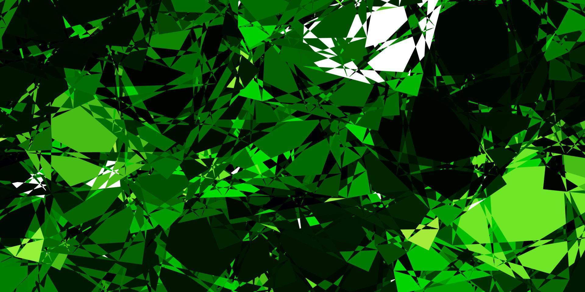 sfondo vettoriale verde scuro con triangoli, linee.