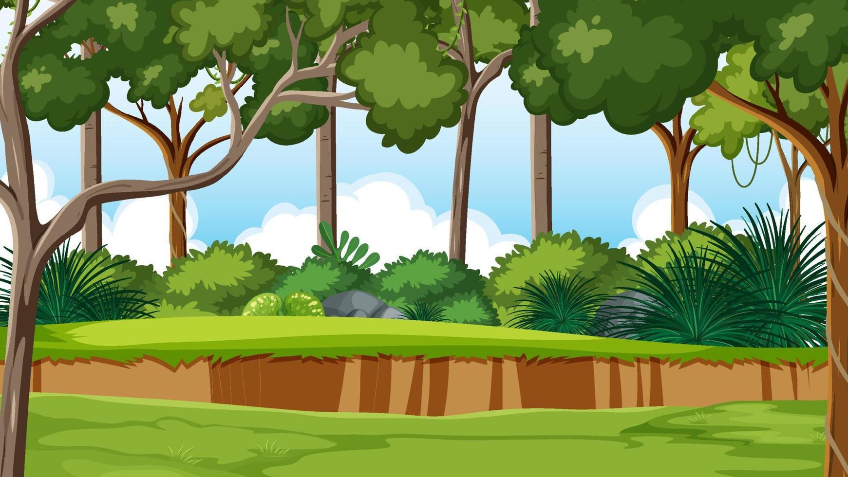 sfondo dell'ambiente della giungla in stile cartone animato vettore