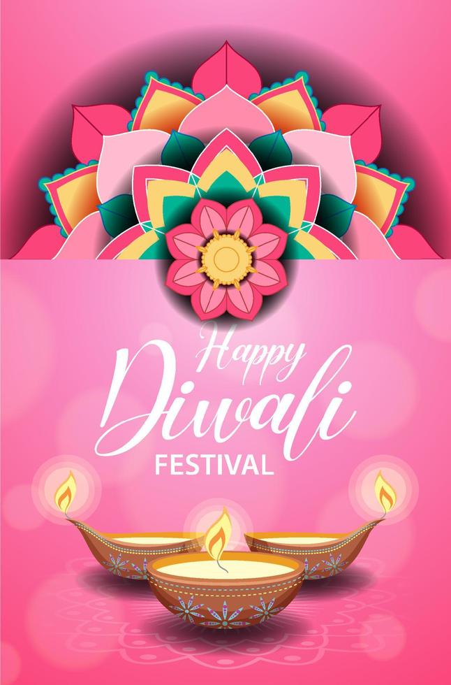 banner felice del festival indiano di diwali vettore