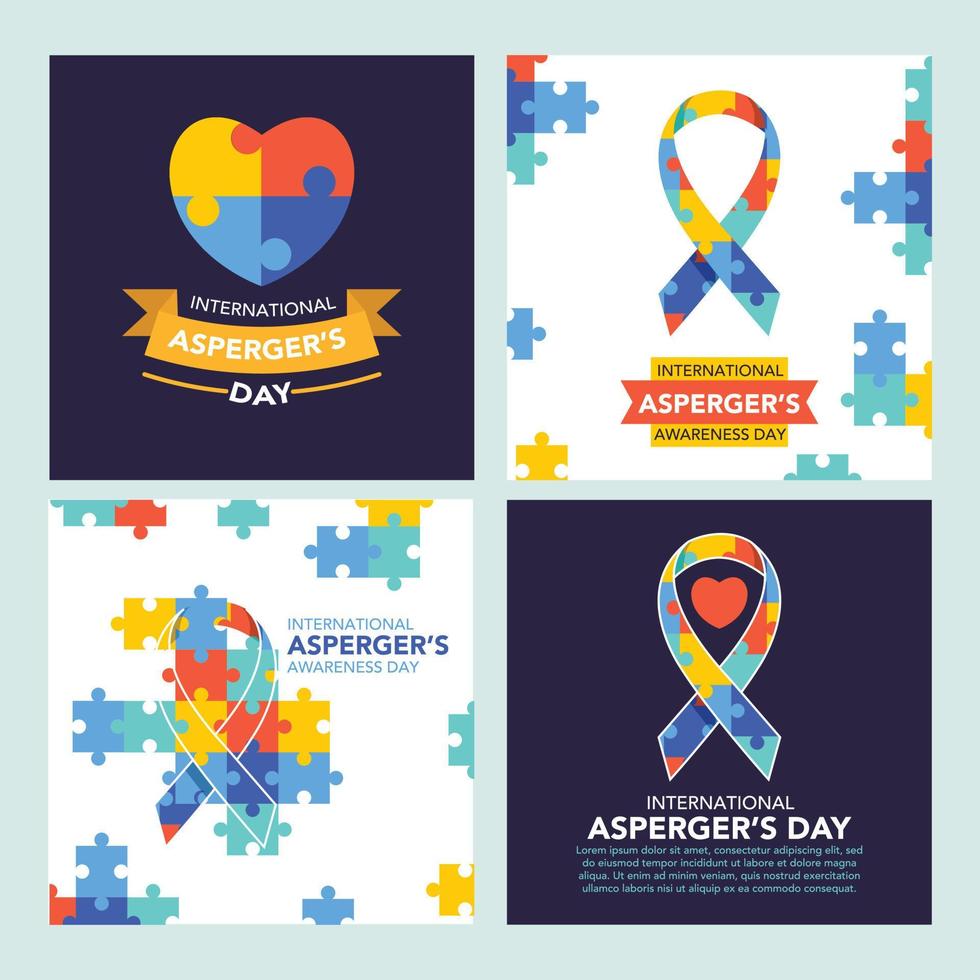 una raccolta di illustrazioni piatte della giornata internazionale di Asperger vettore