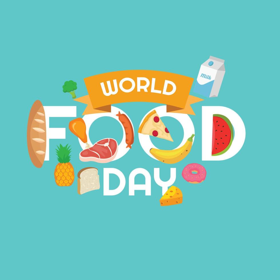 concetto di tipografia della giornata mondiale dell'alimentazione con bei colori vettore