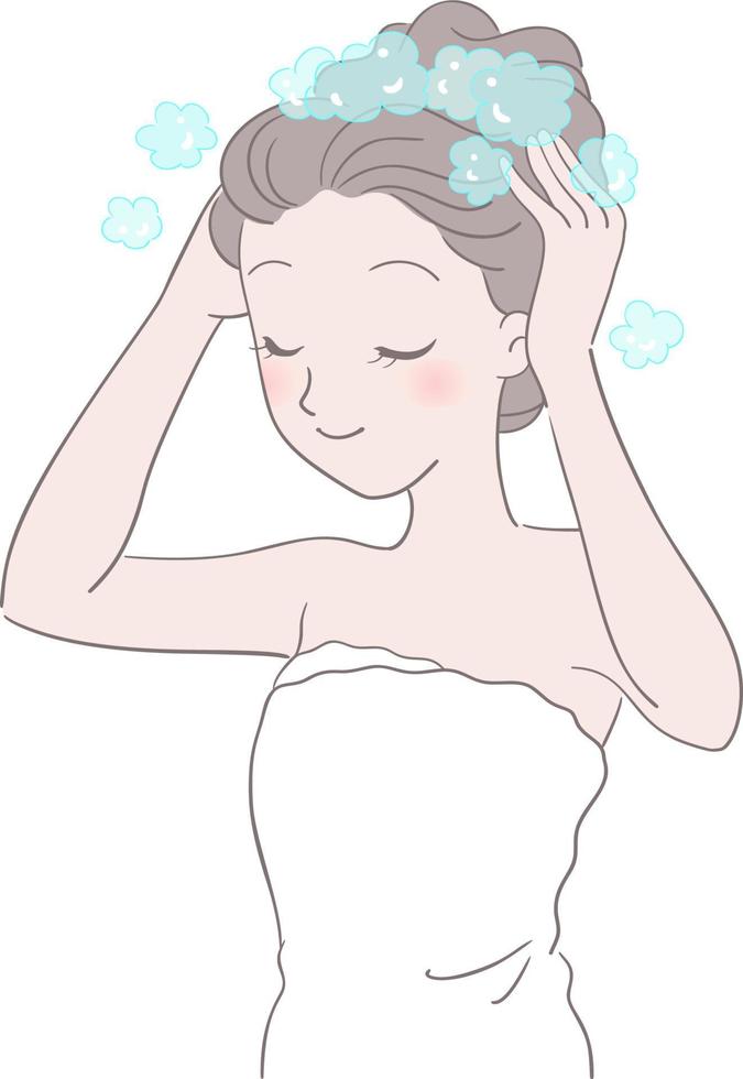 donna che si lava i capelli illustrazione vettoriale