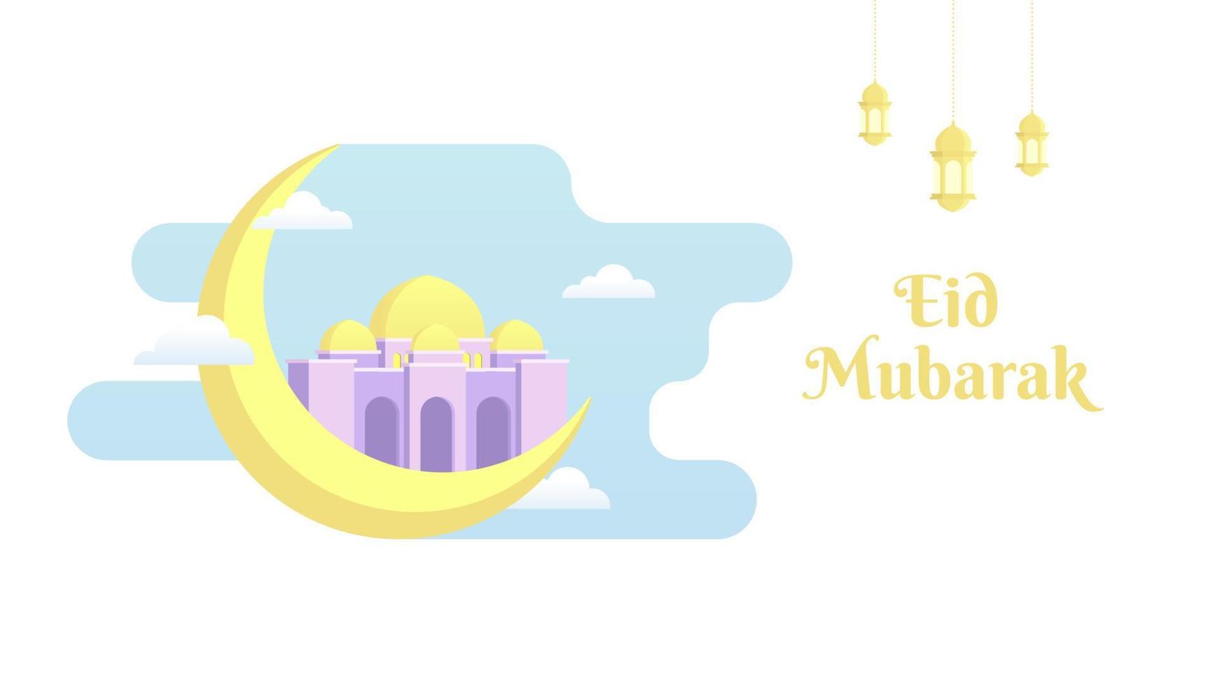 flat eid al fitr illustrazione vettore