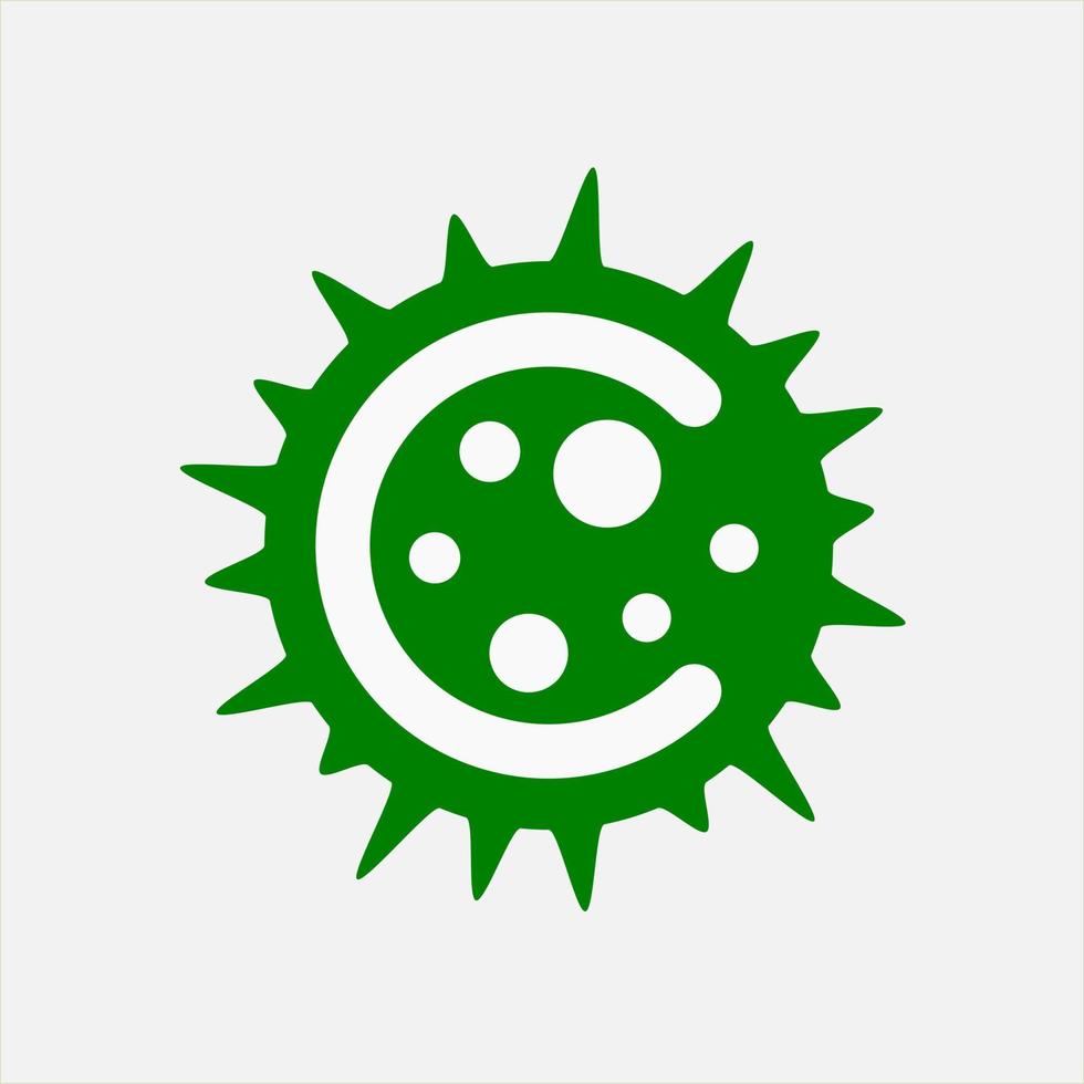 disegno vettoriale dell'icona del logo della lettera c verde e del virus corona
