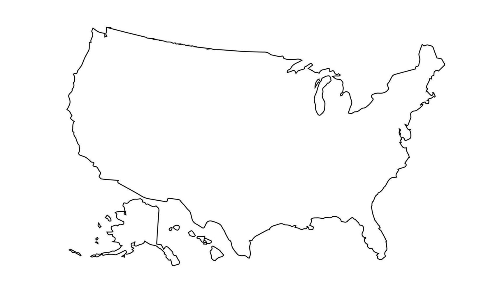 mappa dell'america. icona vettore. mappa della silhouette degli Stati Uniti. tutti gli stati vettore