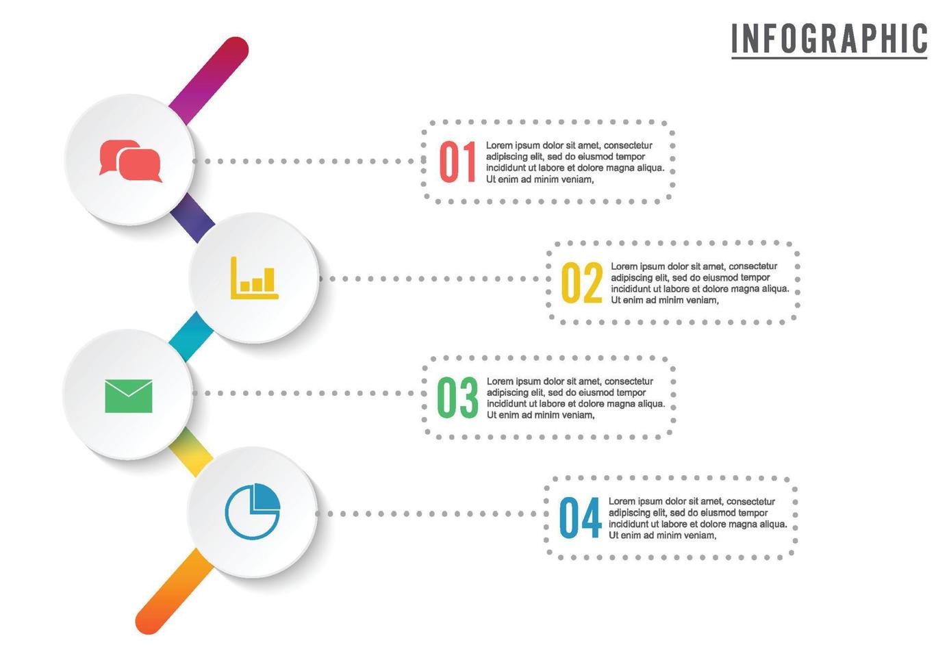 Le icone vettoriali e di marketing per la progettazione infografica possono essere utilizzate per il layout del flusso di lavoro, il diagramma, la relazione annuale, il web design. concetto di business con 4 opzioni, passaggi o processi.