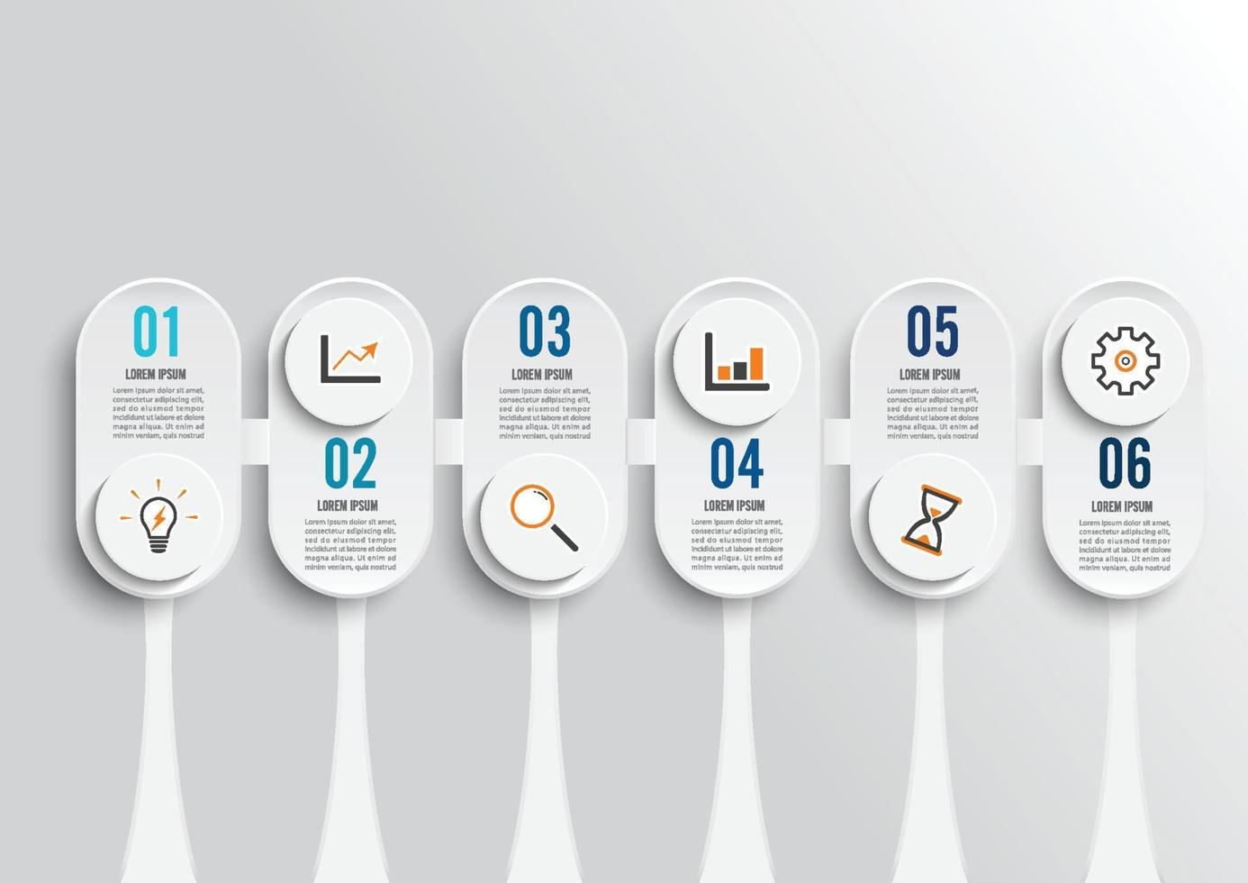 modello di infografica aziendale con 6 passaggi per il successo. disegno vettoriale. vettore