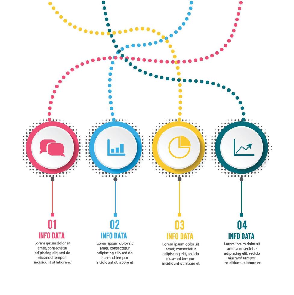 cerchio infografica modello quattro opzioni, processo o passaggio per la presentazione aziendale vettore