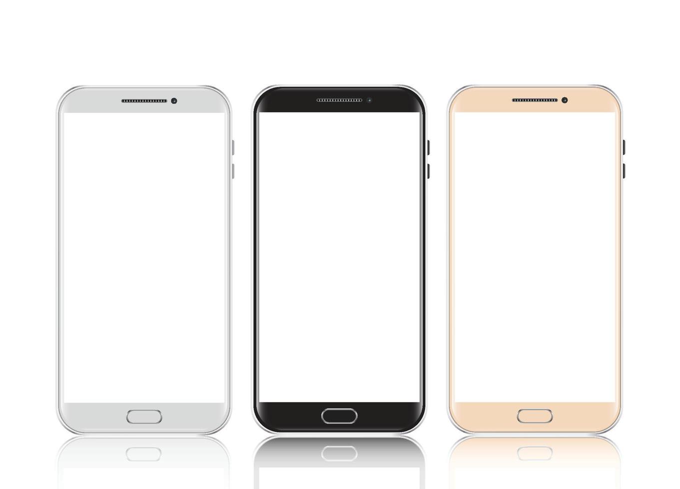 smartphone nero, bianco e oro. smartphone isolato. illustrazione vettoriale. vettore