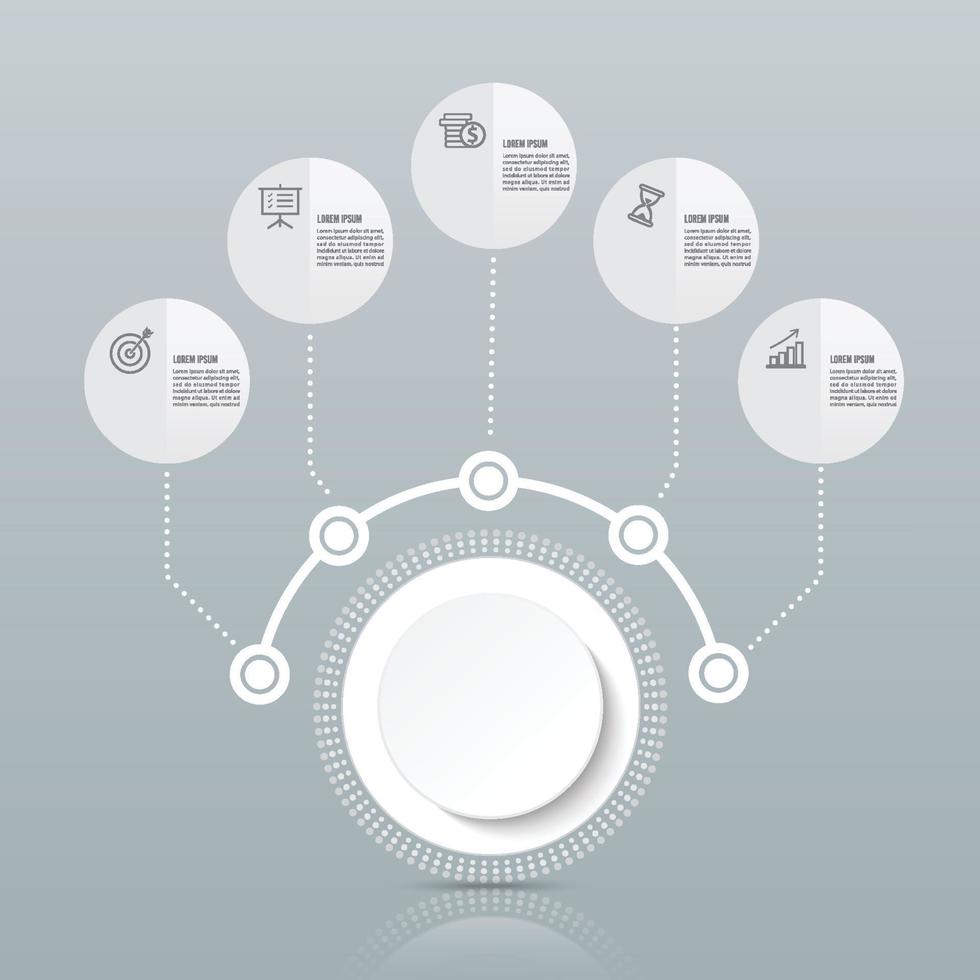 modello di infografica vettoriale con etichetta di carta 3d, cerchi integrati. concetto di affari con le opzioni. per contenuto, diagramma, diagramma di flusso, passaggi, parti, infografiche della sequenza temporale, layout del flusso di lavoro, grafico