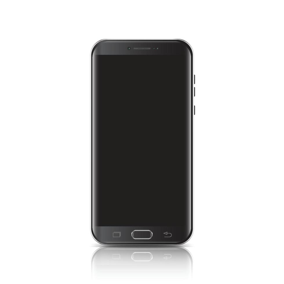 smartphone nero realistico moderno. smartphone con stile lato bordo, illustrazione vettoriale 3d del telefono cellulare.