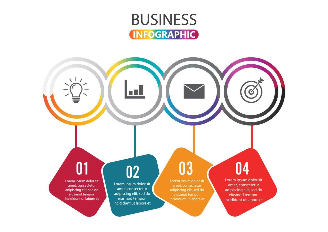 infografica in quattro fasi: può illustrare una strategia, un flusso di lavoro o un lavoro di squadra. vettore