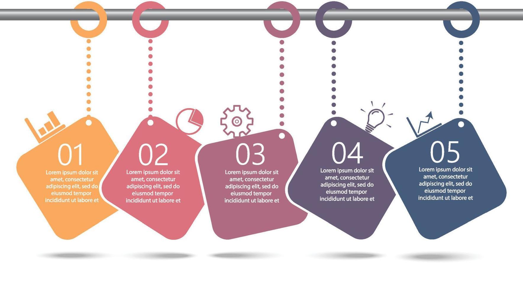 modello di progettazione infografica timeline con 5 opzioni, diagramma di processo, illustrazione eps10 vettoriale