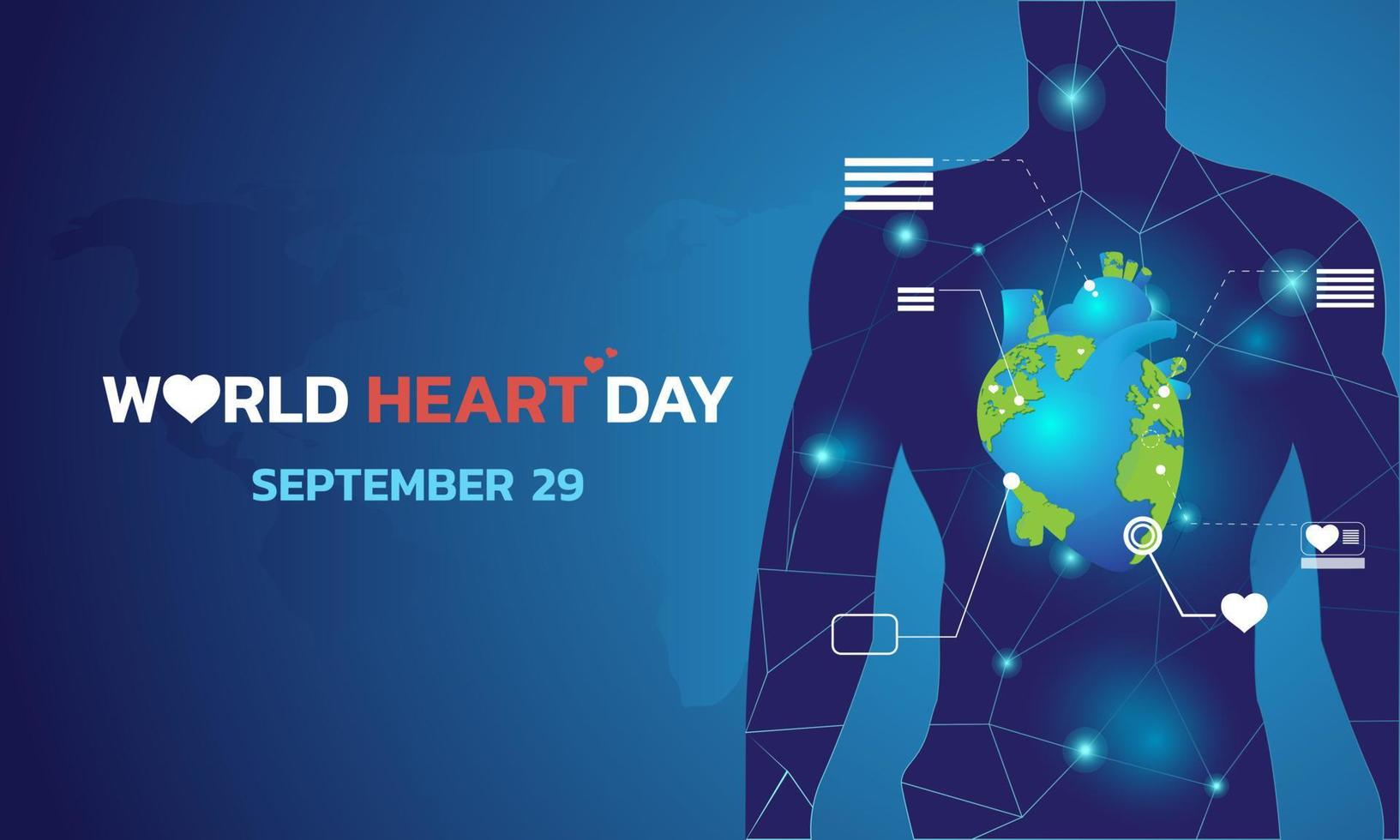 illustrazione vettoriale, poster o banner per la giornata mondiale del cuore vettore
