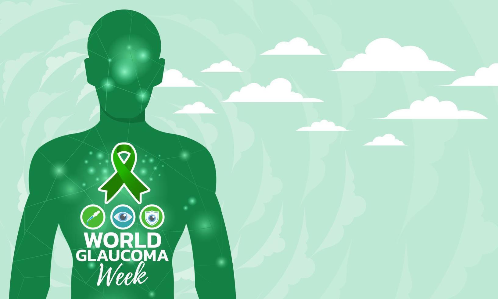 world glaucoma week.illustration con nastro verde vettore