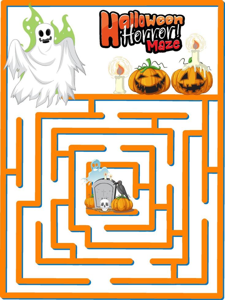 il gioco del labirinto trova la strada del fantasma verso la lapide vettore