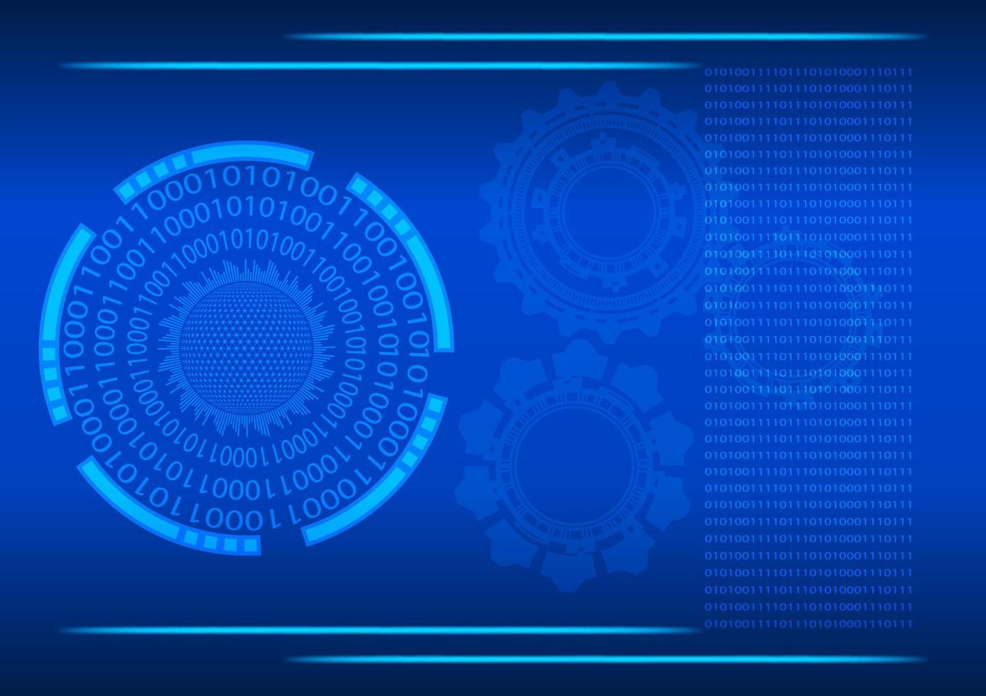 design grafico cifra binaria cerchio con stile cog bagliore sfondo astratto colore blu tono concetto tecnologia futuristica illustrazione vettoriale