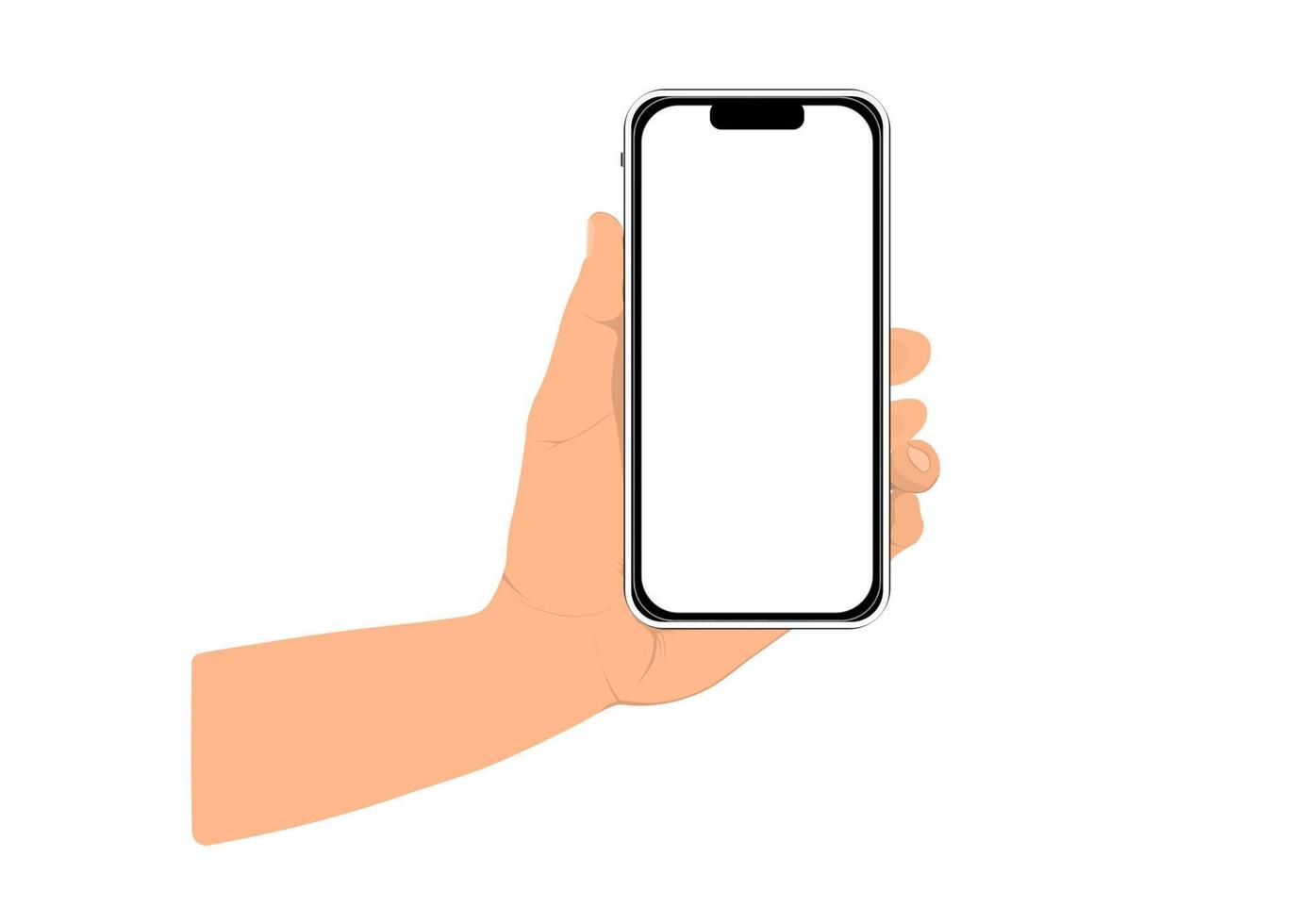 immagine grafica tenere in mano smart phone isolato sfondo bianco illustrazione vettoriale