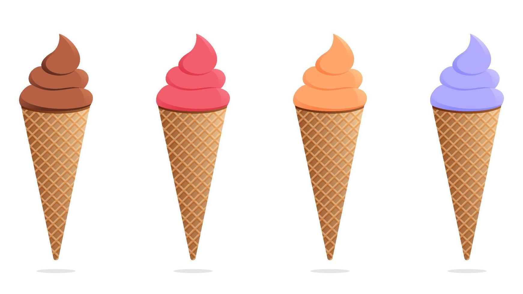 illustrazione vettoriale di set di oggetti grafici gelato su sfondo bianco.