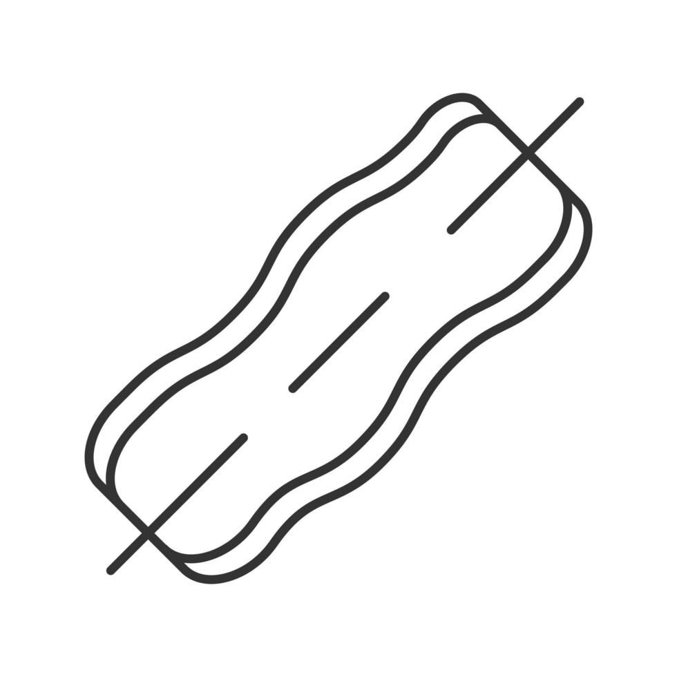 striscia di pancetta sull'icona lineare dello spiedo. illustrazione al tratto sottile. simbolo di contorno. disegno vettoriale isolato