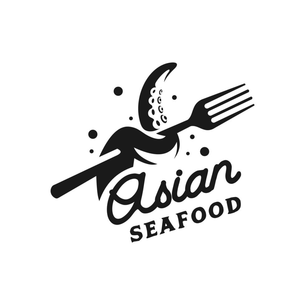 ispirazione per il logo di frutti di mare asiatici. modello di progettazione di cucina o ristorante. illustrazione vettoriale