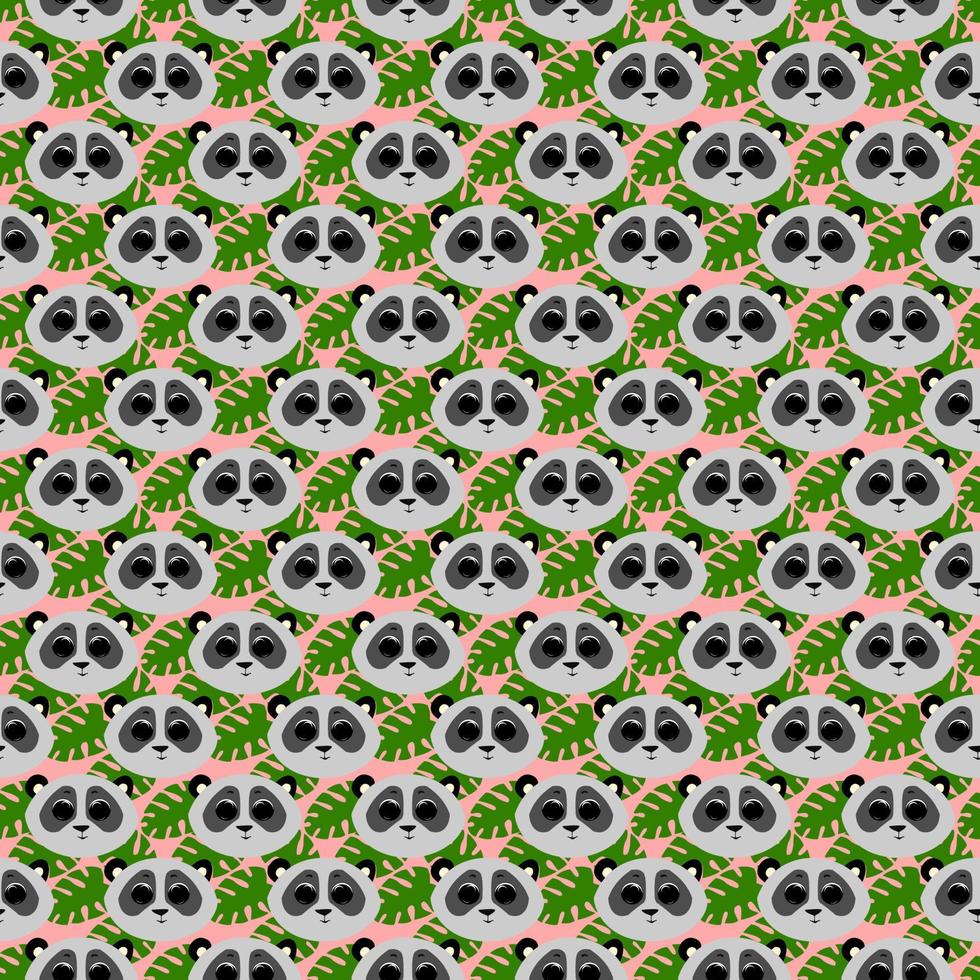 panda con motivo a foglie vettore