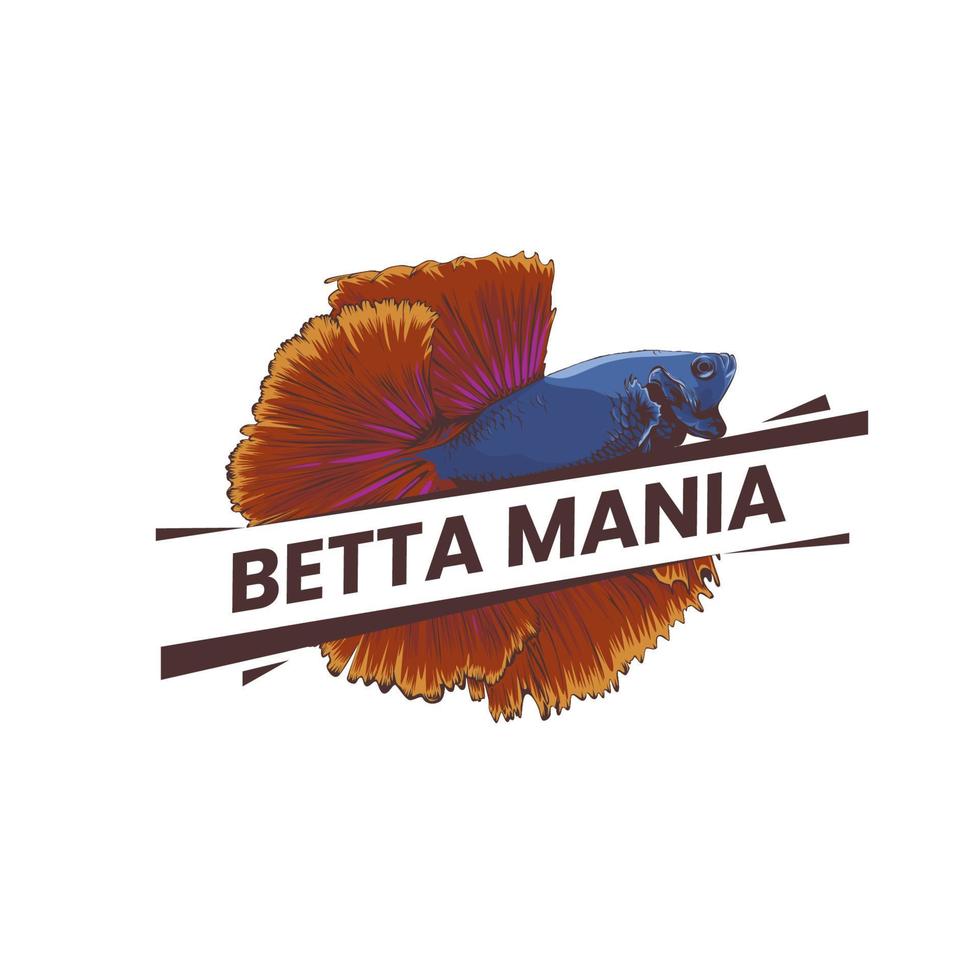 pesce betta, concept design del logo della coda della corona vettore