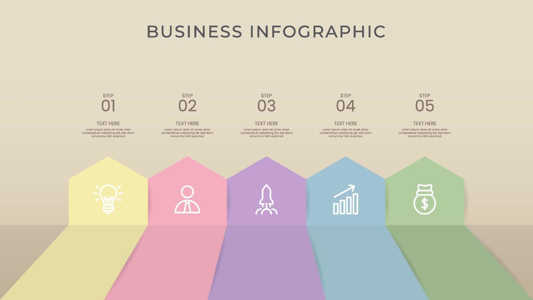 processo di linea sottile infografica aziendale con design modello quadrato e cerchio con icone e colori attraenti vettore